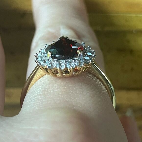 Natural Red Garnet Sterling Silver Ring Size 8 - Picture 2 of 9